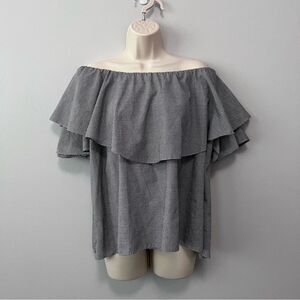 MLM Label Off-Shoulder Black and White Gingham Top Size M